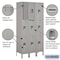 Salsbury Industries Wardrobe Locker, 36" W, 15" D, 78" H, (3) Wide, (9) Openings, Gray 63365GY-U - alternate 2